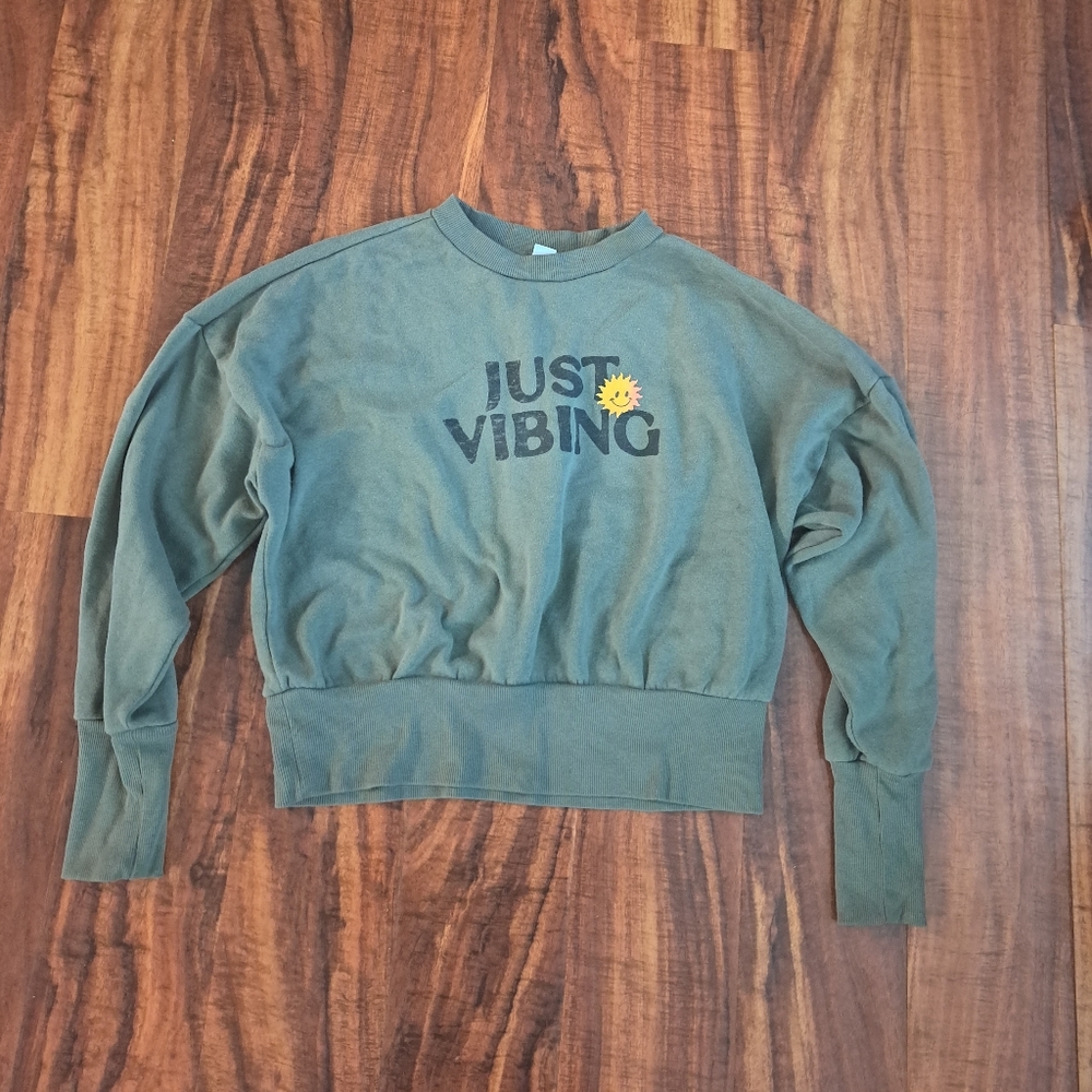 Old Navy Sage Green Just Vibing Sunshine Shirt